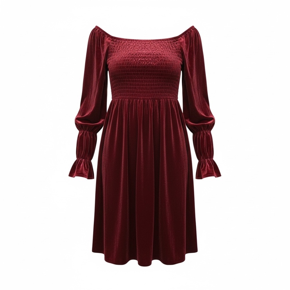 Celebrity Pink Velvet Burgundy Midi Dress - Picture 3 of 6
